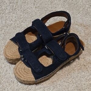 Reformation Denim Platform Sandals